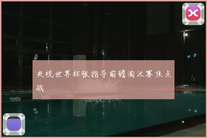 央视世界杯张指导前瞻淘汰赛焦点战
